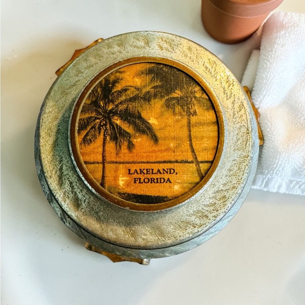 Vintage 1940s Aluminum Vanity Powder Box Lakeland Florida